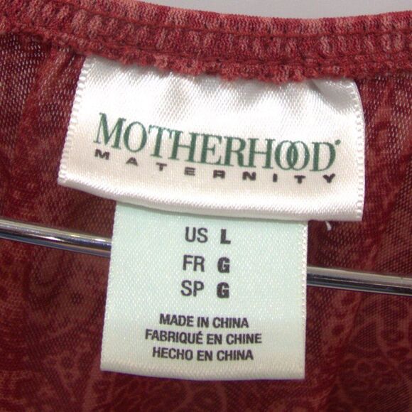 Motherhood Maternity Red Paisley Top L Boho Flounce Sleeve Pregnancy Postpartum - Picture 6 of 7